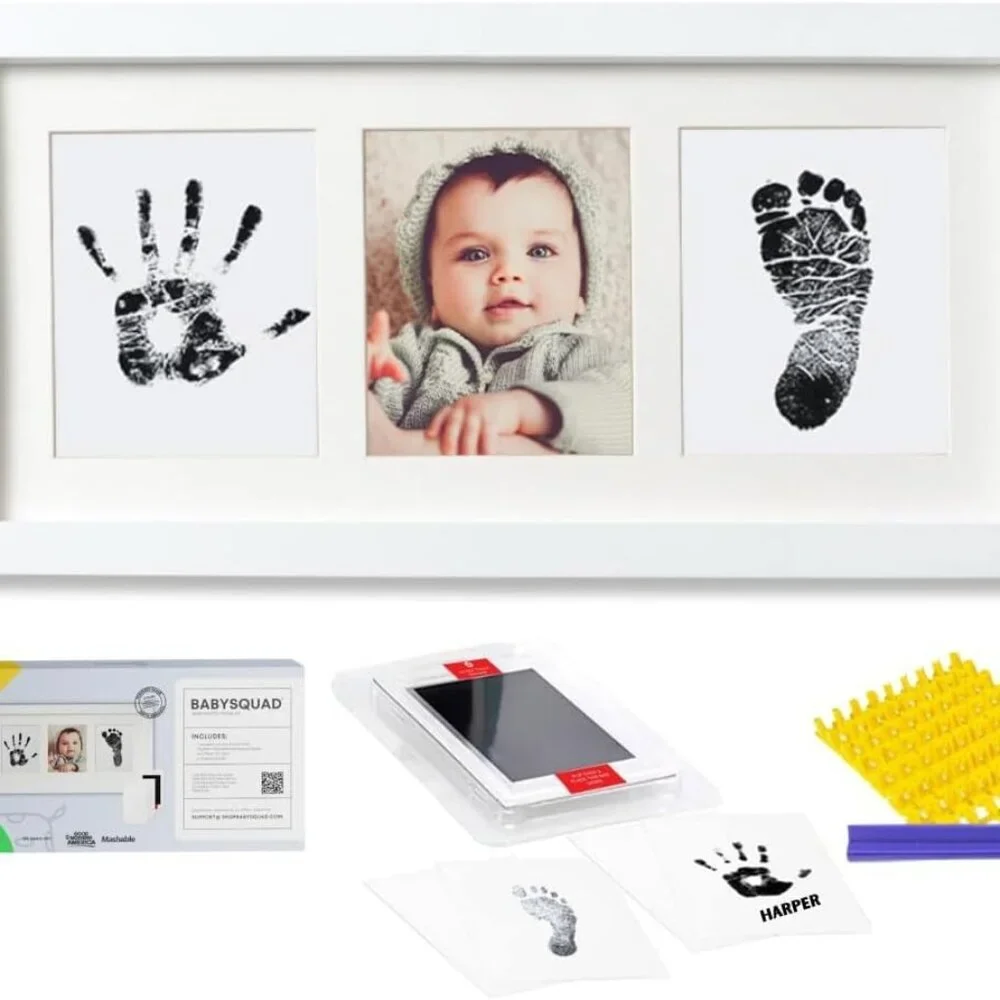Personalized Baby Handprint & Footprint Frame - 13.5x7 Keepsake for New Parents